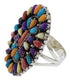 Authentic Sterling Silver Multicolor Ring Size 6-3/4 AX37792